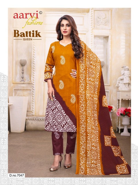 Aarvi Battik Queen Vol 1 Casual Wear Wholesale Cotton Dress Material
